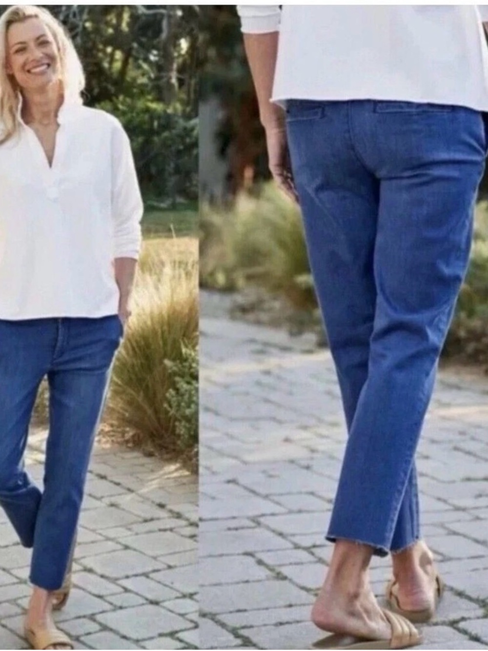 Frank & eileen wicklow raw hem chino jeans crop classic blue preppy - Picture 1 of 4